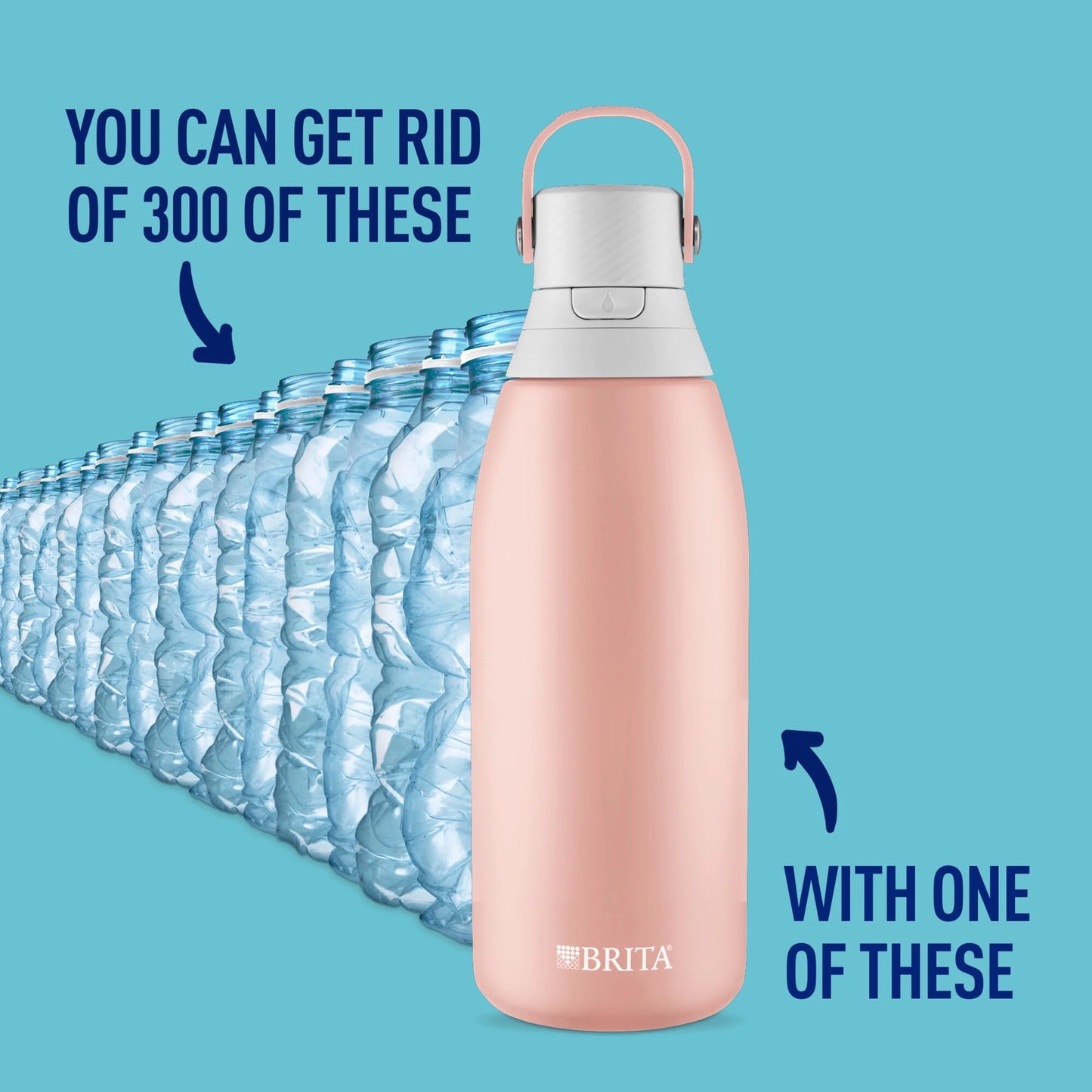 Premium Stainless Steel Leak Proof Filtered Water Bottle, Rose, 32 Oz