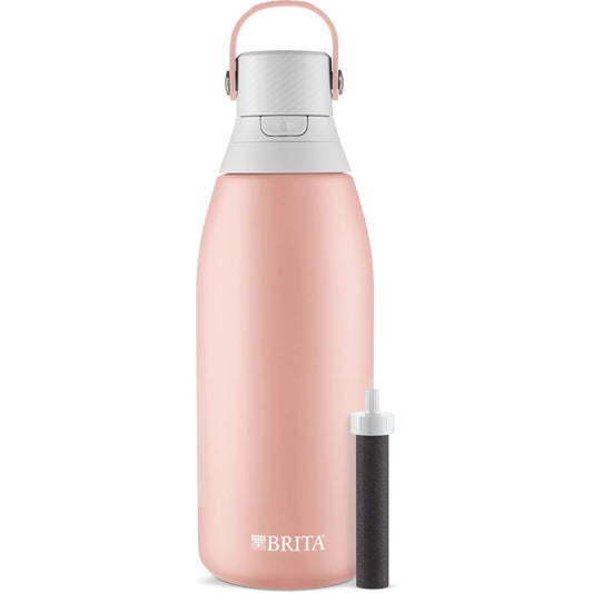 Premium Stainless Steel Leak Proof Filtered Water Bottle, Rose, 32 Oz