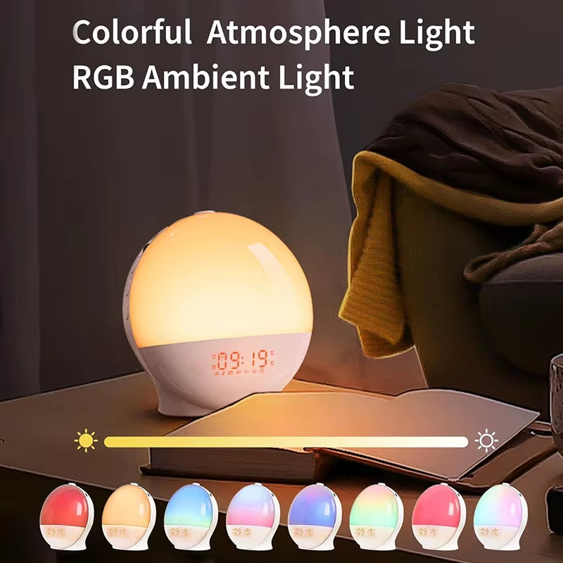 Wake up Light Alarm Clock with Sunrise Sunset Simulation FM Radio Night Light Bedside Digital Clock for Gentle Natural Wake Up