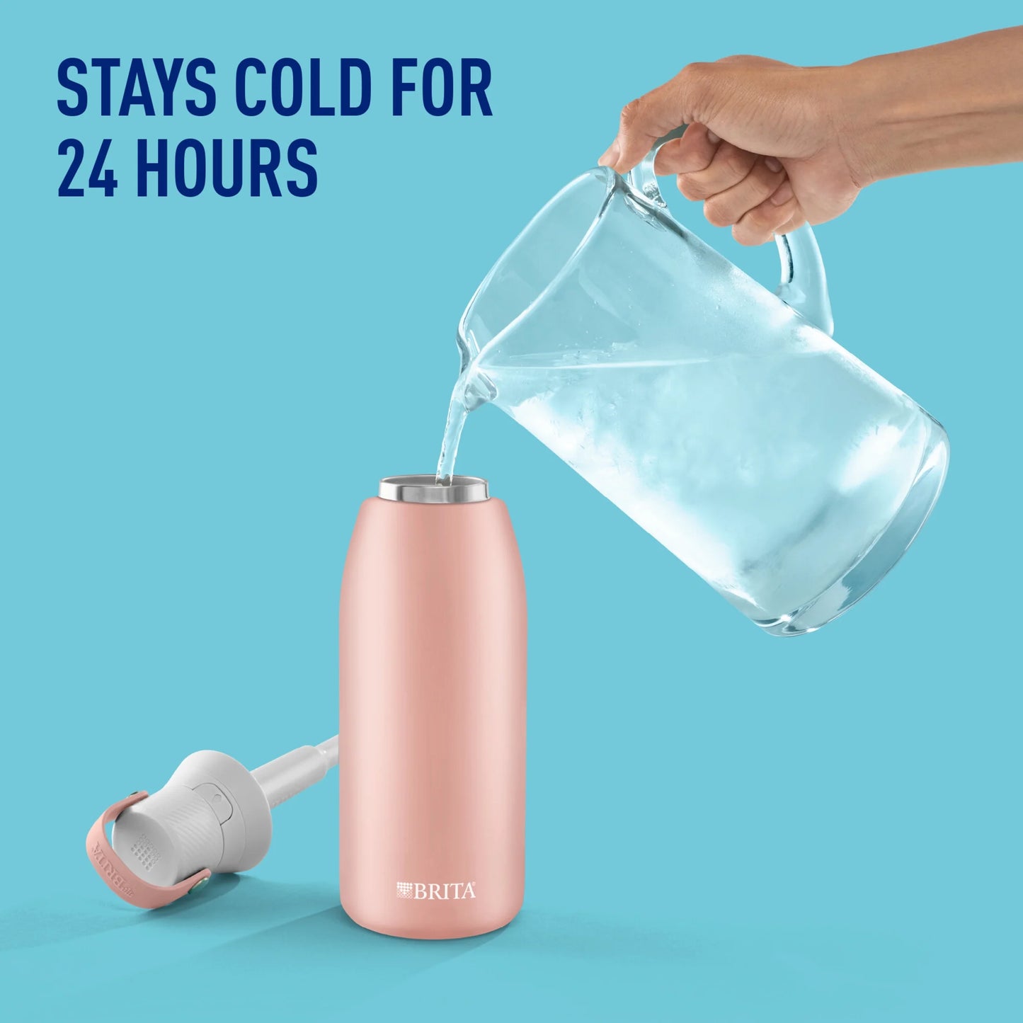 Premium Stainless Steel Leak Proof Filtered Water Bottle, Rose, 32 Oz