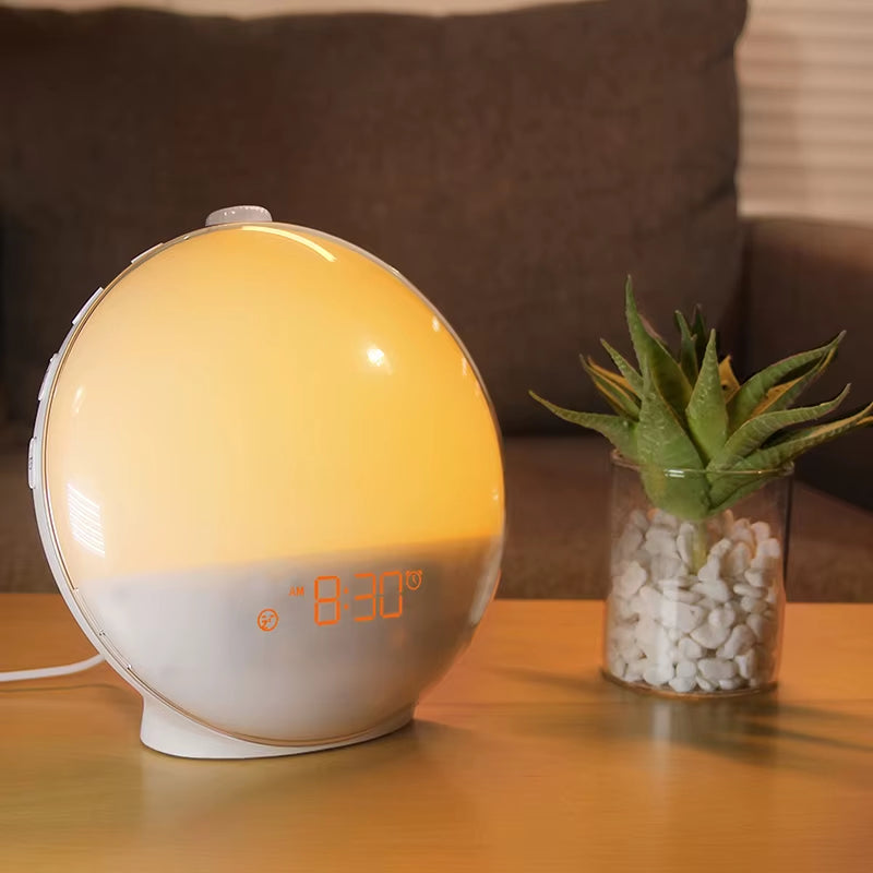 Wake up Light Alarm Clock with Sunrise Sunset Simulation FM Radio Night Light Bedside Digital Clock for Gentle Natural Wake Up