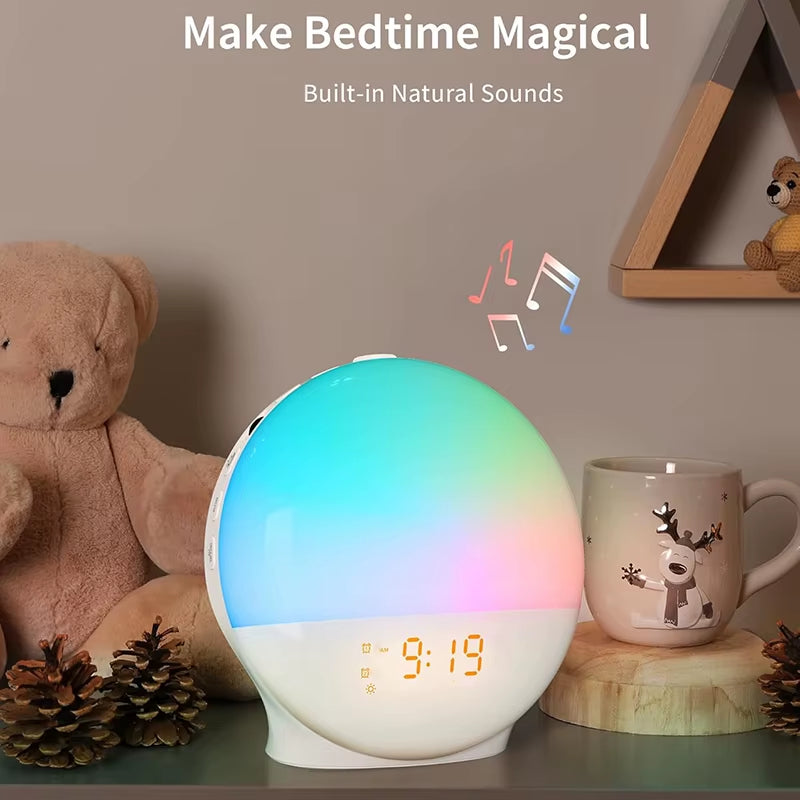 Wake up Light Alarm Clock with Sunrise Sunset Simulation FM Radio Night Light Bedside Digital Clock for Gentle Natural Wake Up