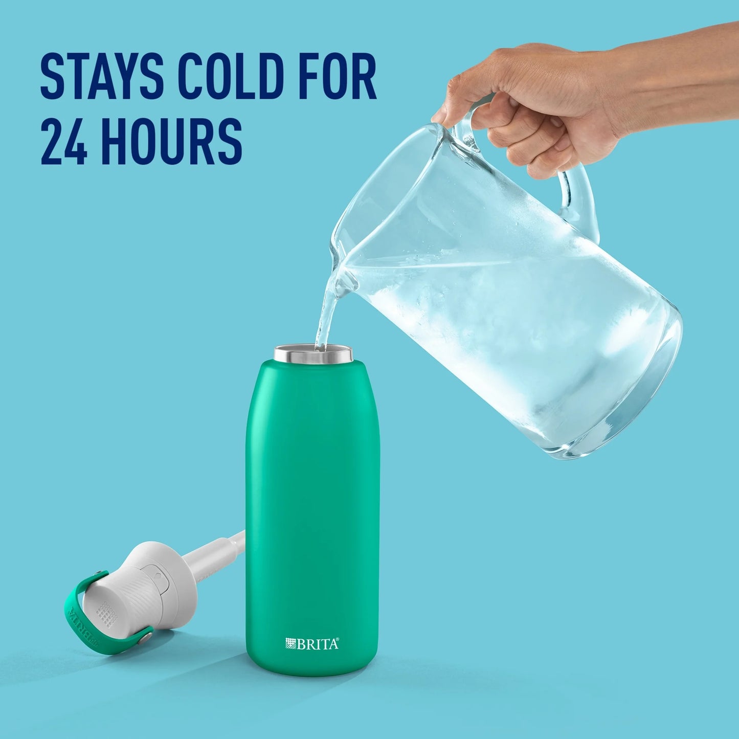 Premium Stainless Steel, Insulated Leak Proof Filtered Water Bottle, Jade, 32 Oz