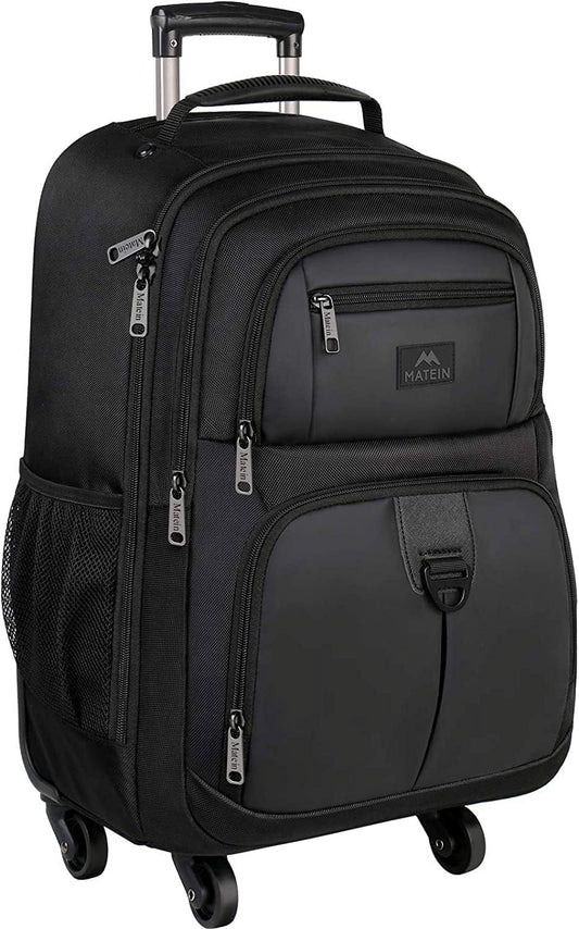 4-Wheel Rolling Backpack 17" - Waterproof Wheeled Laptop Bag for Men Women, Airline Approved Carry-On